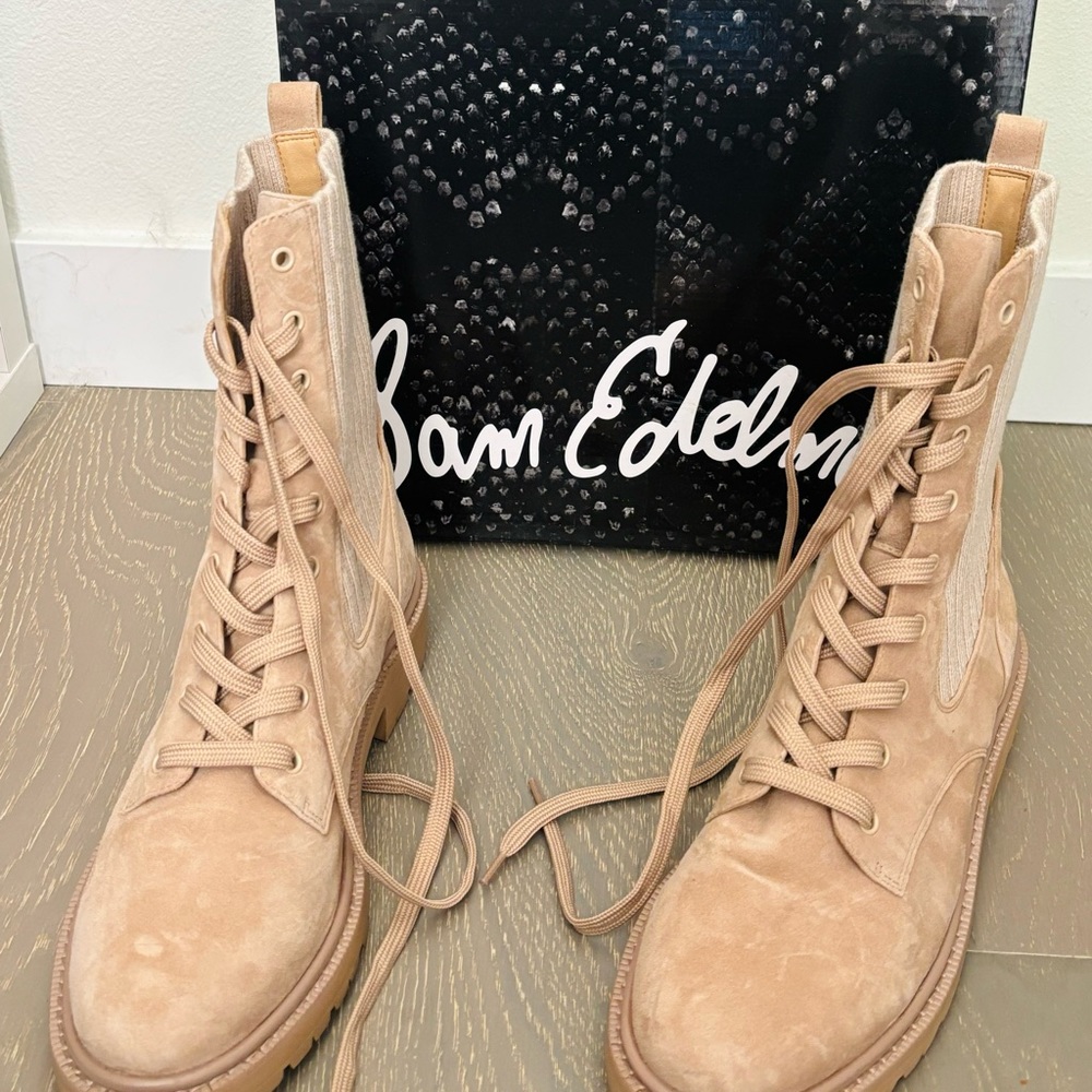 Sam Edelman Lydell Combat Boots in beige. Size 9. Brand new never worn with box.